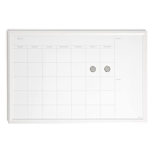 Photo 1 of U Brands Farmhouse Dry Erase Calendar with White Frame Set, Office Supplies, with Magnets, 20” X 30”, 3 Pieces