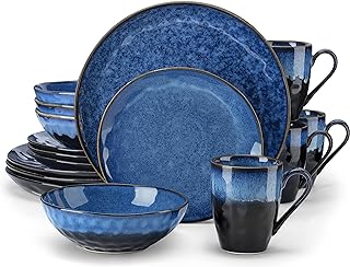 Photo 1 of **READ NOTES BELOW**vancasso 16 Pieces Blue Dinnerware Set, Reactive Glaze Dish Set, Plates and Bowls Set