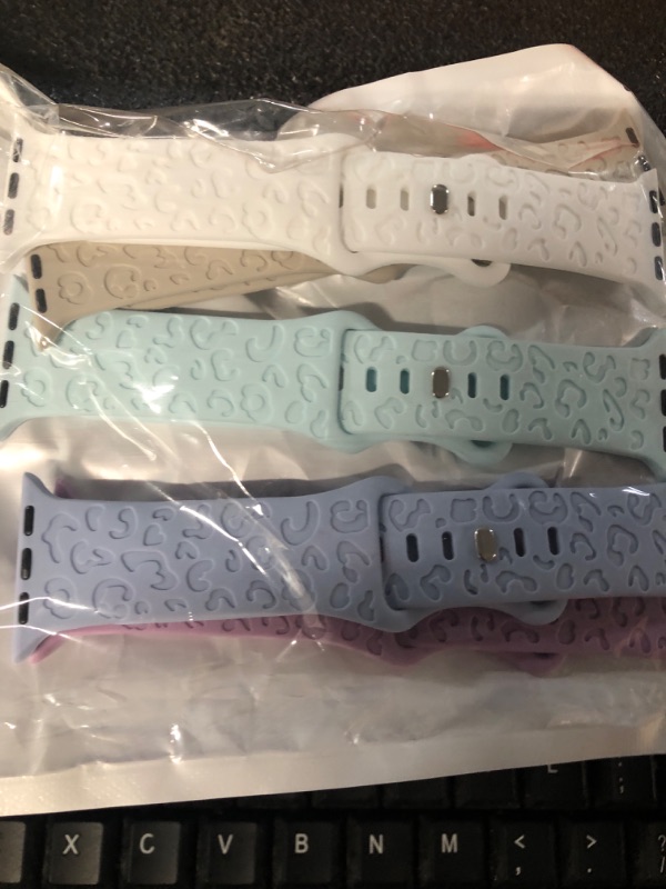 Photo 2 of 5 Pack Leopard Engraved Bands Compatible with Apple Watch Band