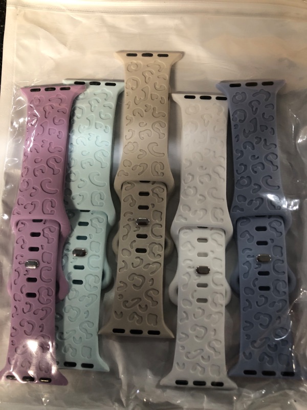 Photo 1 of 5 Pack Leopard Engraved Bands Compatible with Apple Watch Band 