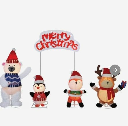 Photo 1 of (READ NOTES) Holiday Living 4pc Pop Up Animals with Merry Christmas Sign
