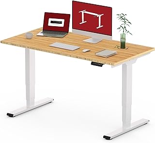 Photo 1 of **DAMAGED PANELS**MISSING ALL HARDWARE*FOR PARTS ONLY
BUNOEM Height Adjustable Electric Standing Desk, 63x30 Height Stand Up Computer Desk