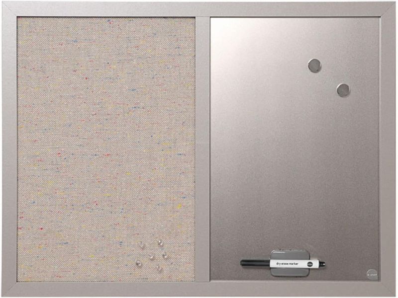 Photo 1 of **SEE NOTES**
MasterVision Combination Board, 18" x 24", Dry Erase Magnetic Board & Grey Fabric Bulletin Board Combo, Grey MDF Frame Small
