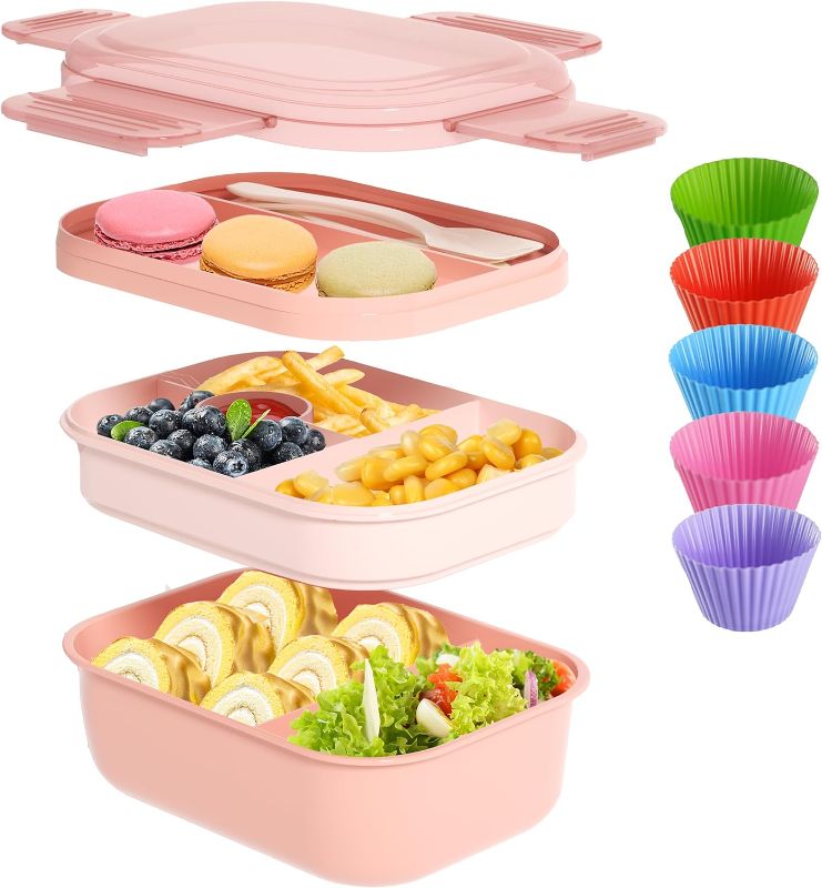 Photo 1 of Bento Box Adult Lunch Box, Bento Lunch Box with 5 Silicone Cupcake Liners