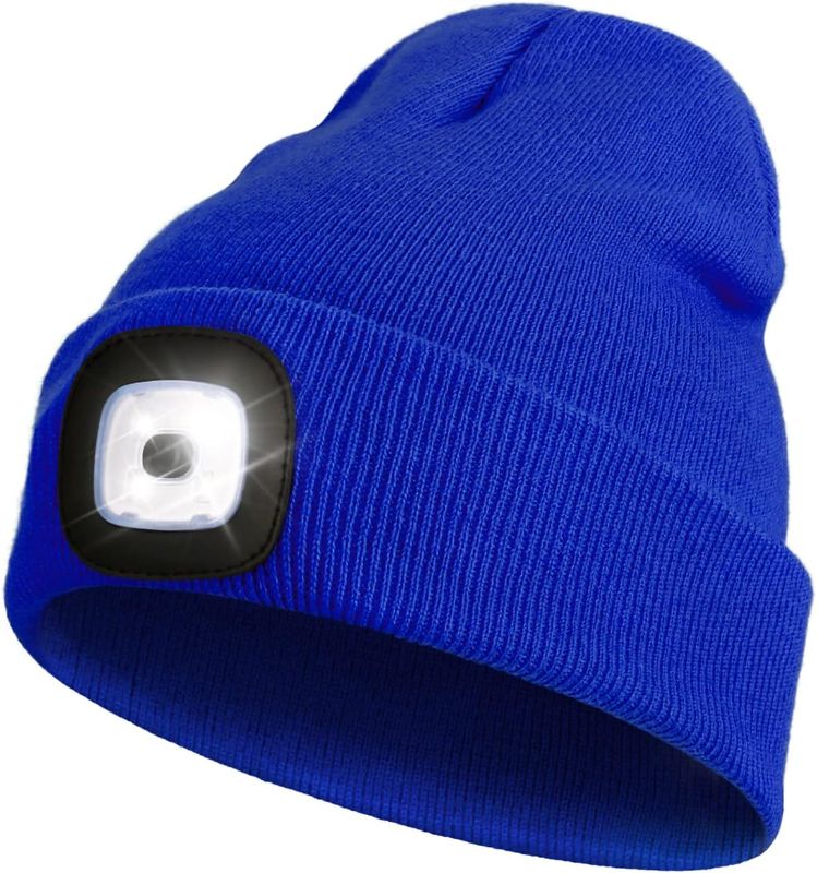 Photo 1 of LED Beanie with Light,Unisex USB Rechargeable Hands Free 4 LED Headlamp Cap Winter 