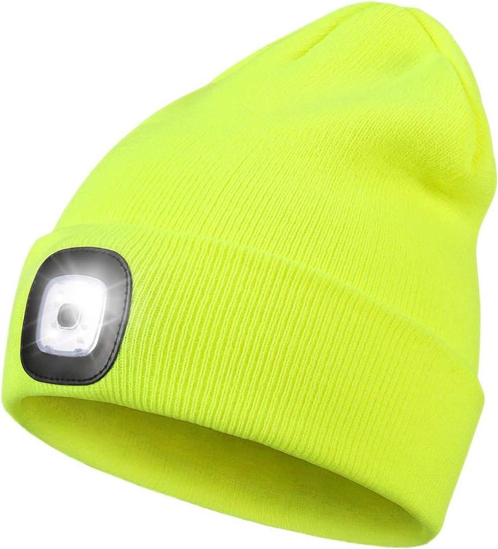 Photo 1 of LED Beanie with Light,Unisex USB Rechargeable Hands Free 4 LED Headlamp Cap Winter 