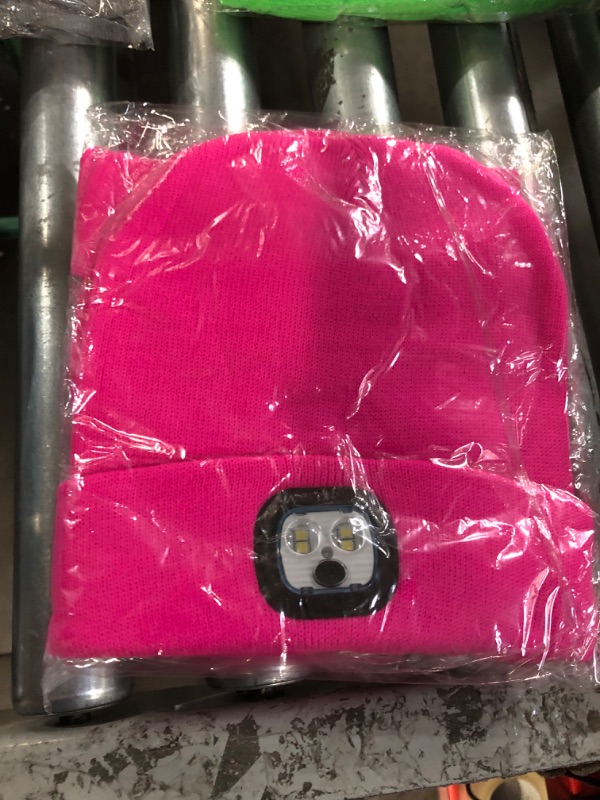 Photo 2 of LED Beanie with Light,Unisex USB Rechargeable Hands Free 4 LED Headlamp Cap Winter 