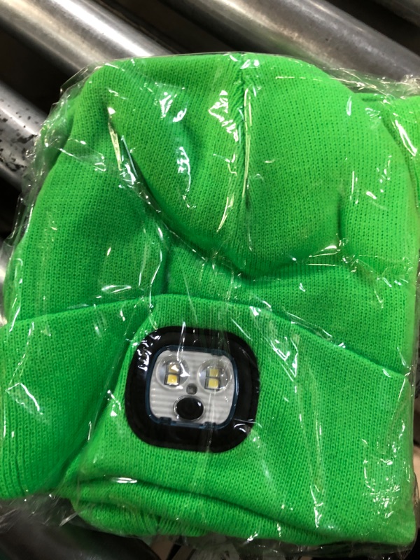 Photo 2 of LED Beanie with Light,Unisex USB Rechargeable Hands Free 4 LED Headlamp Cap Winter 