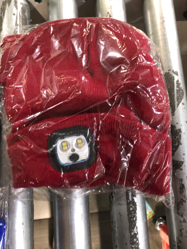 Photo 1 of LED Beanie with Light,Unisex USB Rechargeable Hands Free 4 LED Headlamp Cap Winter 