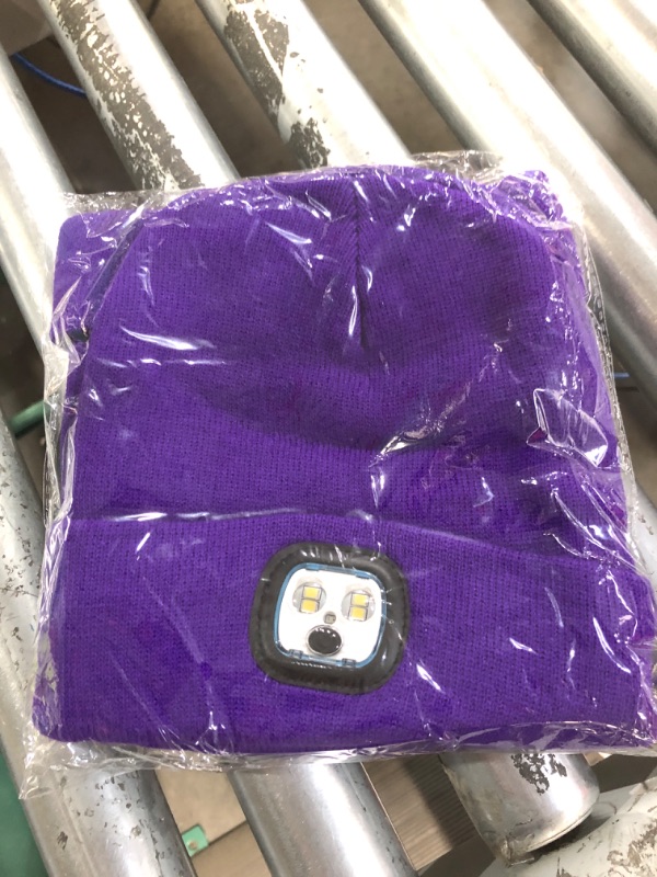 Photo 2 of LED Beanie with Light,Unisex USB Rechargeable Hands Free 4 LED Headlamp Cap Winter 