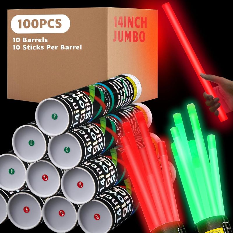 Photo 1 of Lewtemi 100 Pcs Christmas 14 Inch Glow Sticks Industrial Grade Glow Sticks 