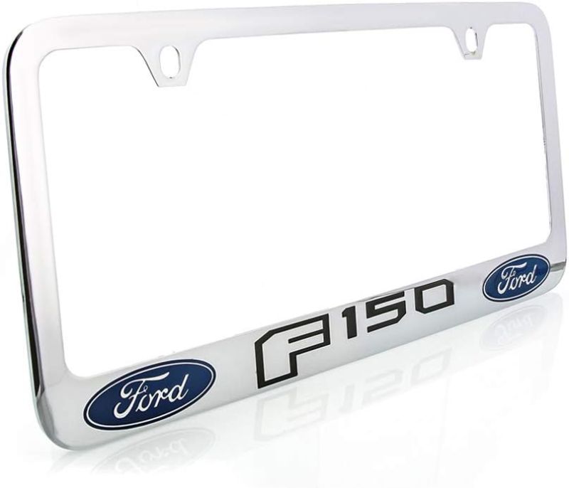 Photo 1 of Ford F-150 License Plate Frame (4 Hole/Brass, Chrome/Top)