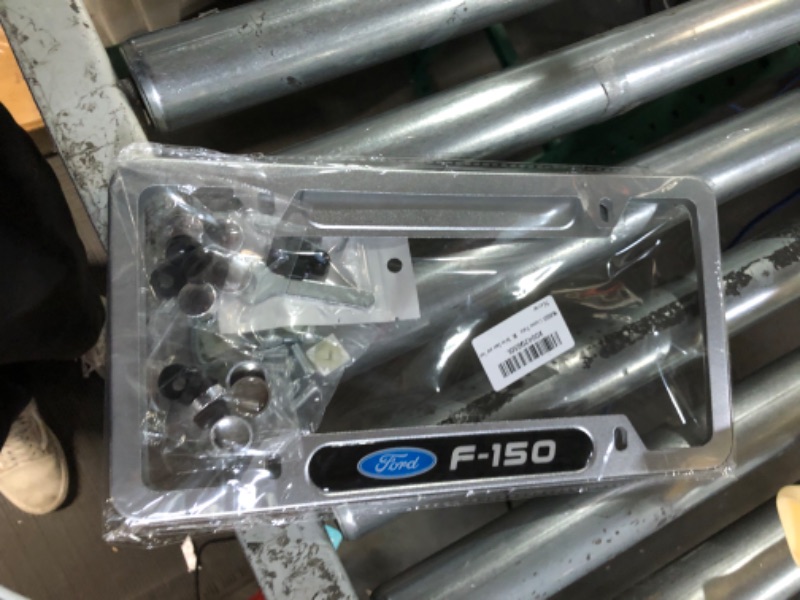 Photo 2 of Ford F-150 Chrome Plated Brass Metal License Plate Frame Holder Wide Bottom Engraved 2 Hole chrometwo