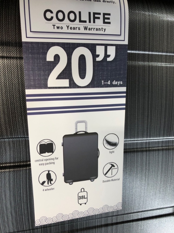 Photo 3 of **Item key not included Coolife Luggage Expandable(only 28") Suitcase PC+ABS Spinner Built-In TSA lock 20in 24in 28in Carry on Charcoal. S(20in_carry on)