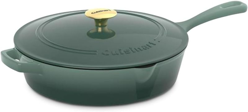 Photo 1 of **Item similar to picture Cuisinart CI45-30SGM Chef's Classic Enameled Cast Iron 12-Inch Chicken Fryer with Cover, Green Gradient