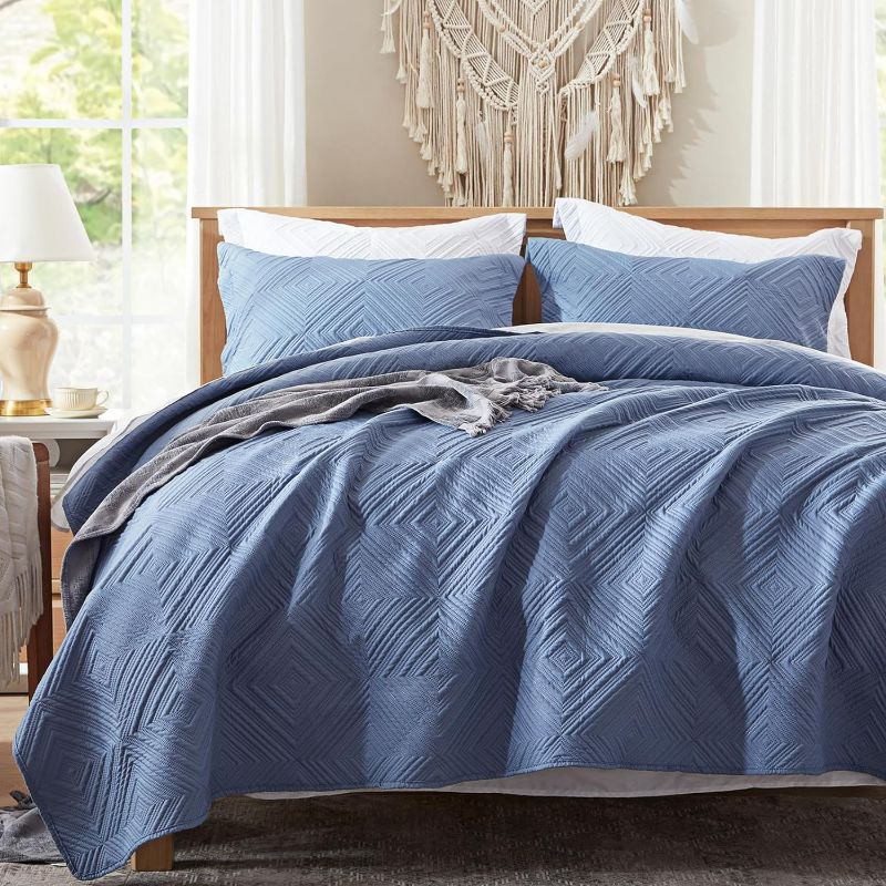 Photo 1 of [STOCK PHOTO]
Zzlpp Quilt Queen Size Bedding Set, Greyish Blue Embossed Bedspreads, Lightweight Soft Microfiber Bedspread, All Seasons Bed Coverlet with 1 Quilt, 2 Pillow Shams