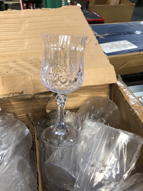 Photo 2 of ***USED***50 Pcs Patterned Plastic Wine Glasses Champagne Flute Glasses Vintage Style Dishwasher 
