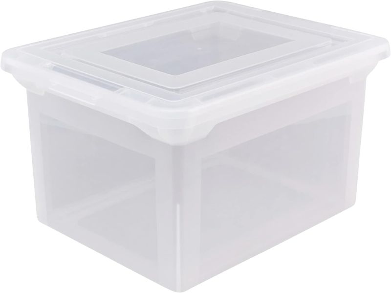 Photo 1 of **Item similar to picture , item has minor damge Office Depot® Brand Letter And Legal File Tote, 18" L x 14 1/4" W x 10 7/8" H, Clear