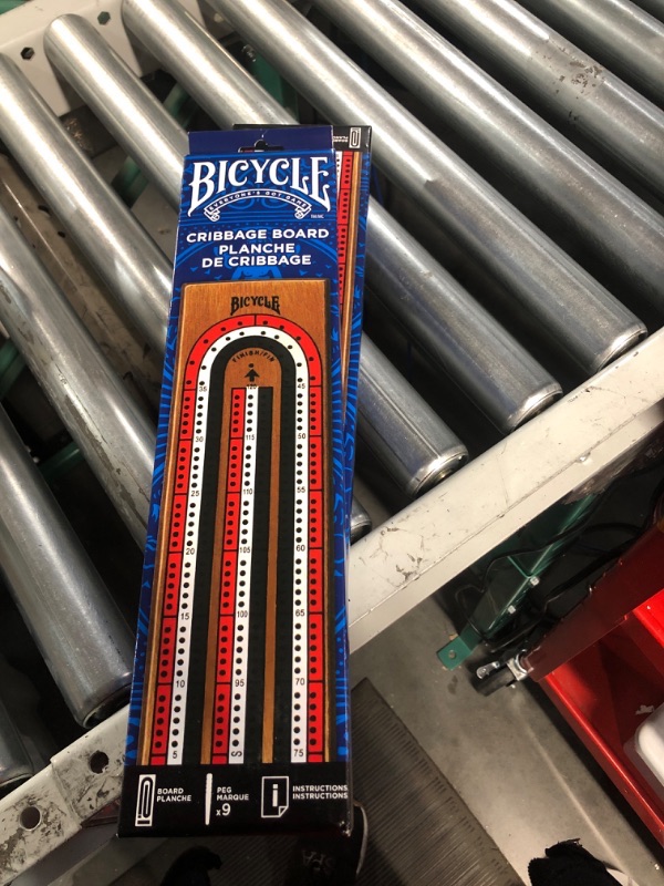 Photo 1 of Bicycle 3-Track Color Coded Wooden Cribbage Board Games Bicycle 3-Track Cribbage Board