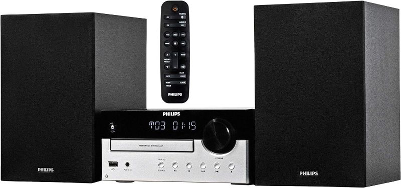 Photo 1 of PHILIPS Bluetooth Stereo System for Home with CD Player, MP3, USB, Audio in, FM Radio, Bass Reflex Speaker, 60W, Remote Control Included