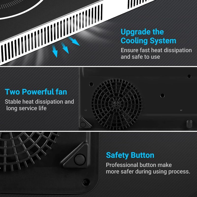 Photo 4 of (READ NOTES) Aobosi Double Induction Cooktop Burner with 240 Mins Timer, 1800w 2 Induction Burner with 10 Temperature 9 Power Settings, Portable Dual Induction 