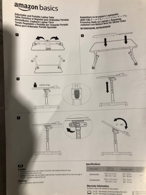 Photo 4 of Amazon Basics Adjustable Laptop Tray Table - Lap Desk Fits up to 17-Inch Laptop - Medium 