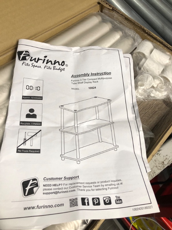 Photo 3 of *SEE NOTES* Furinno Turn-N-Tube Display Rack, 3-Tier Single, Beech Beech/White 3-Tier Round Tube Display Rack736211514592
