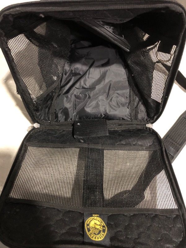 Photo 3 of * used * see images for damage * 
Sherpa Original Deluxe Travel Pet Carrier - Black Lattice, Large & 2-Pack Replacement Liners