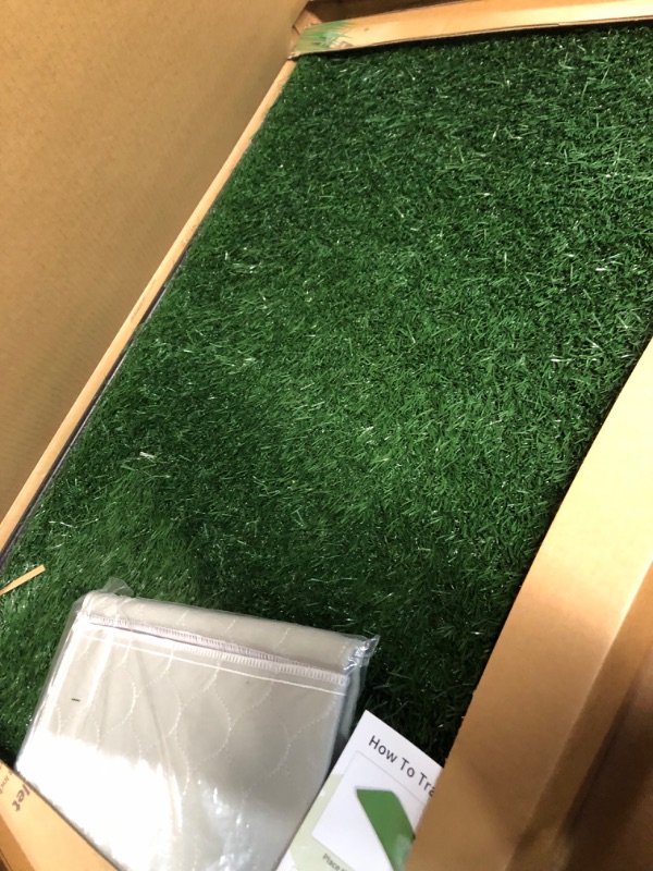 Photo 3 of Dog Grass Large Patch Potty, Artificial Dog Grass Bathroom Turf for Pet Training, Washable Puppy Pee Pad, Perfect Indoor/Outdoor Portable Potty Pet Loo Potty system-35"X22.6"