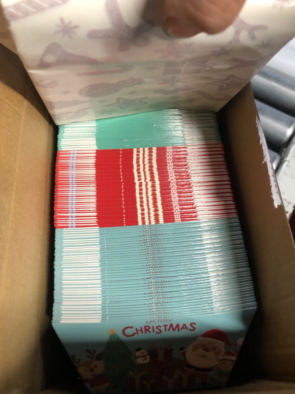 Photo 1 of 100 Pcs Christmas Paper Food Trays with 100 Deli Liner, Xmas Disposable Paper Food Boats Nacho Trays