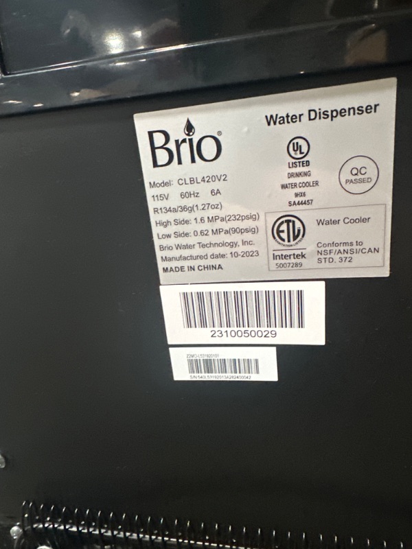 Photo 6 of * important * see clerk notes *
Brio Bottom Loading Wazter Cooler Water Dispenser – Essential Series - 3 Temperature Settings