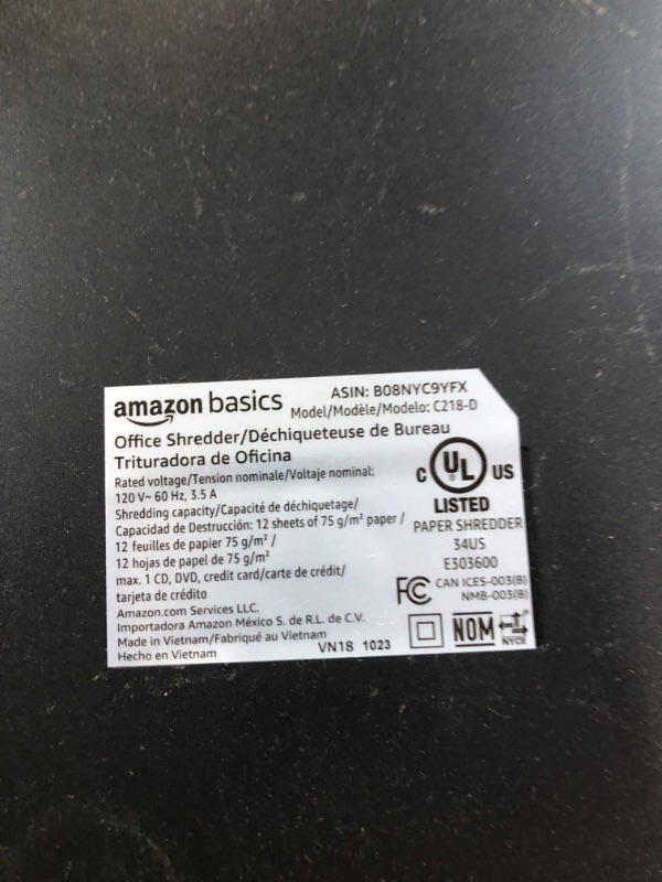 Photo 3 of Amazon Basics 12 Sheet Micro-Cut Paper,Credit Card and CD Shredder