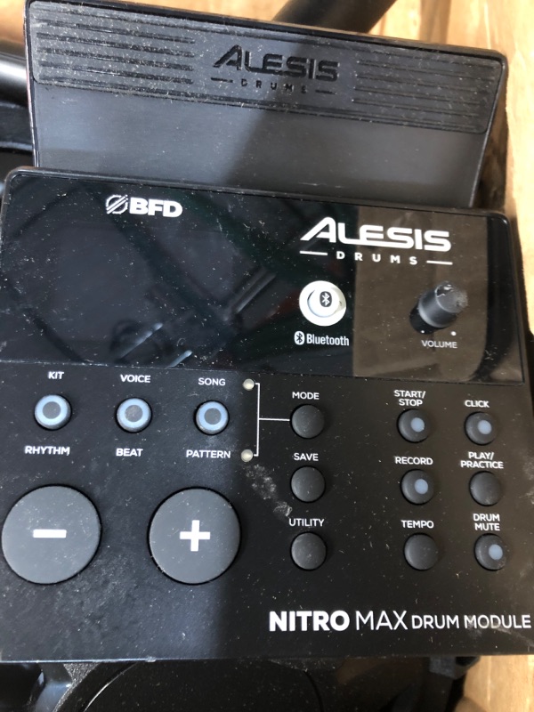 Photo 4 of (READ NOTES) Alesis Nitro Max Kit Electric Drum Set with Quiet Mesh Pads, 10" Dual Zone Snare, Bluetooth, 440+ Sounds, Drumeo, USB MIDI, Drum Throne and Headphones 2nd Generation w/ Throne and Headphones
