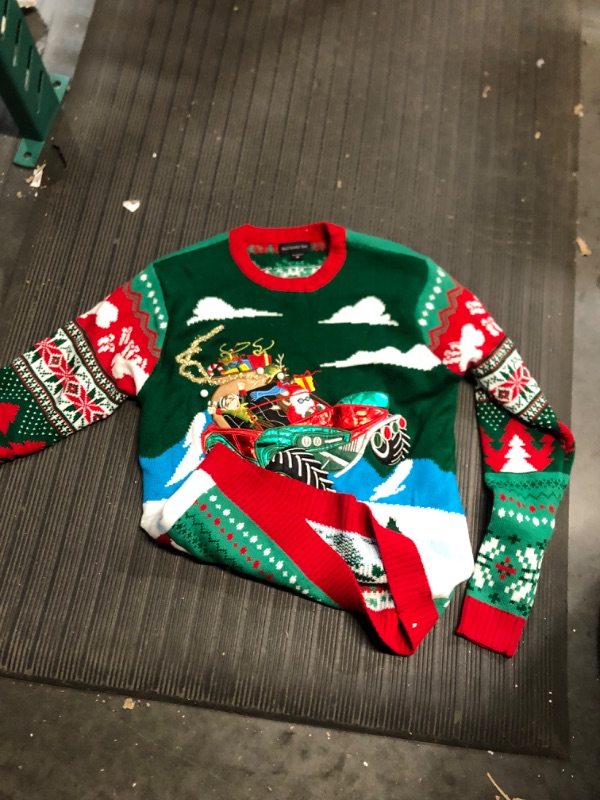 Photo 2 of Blizzard Bay Men's Ugly Christmas Sweater Santa Medium Dune Buggy Green