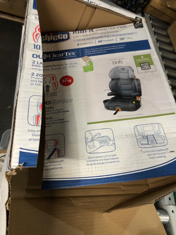 Photo 1 of Chicco KidFit ClearTex Plus 2-in-1 Belt-Positioning Booster Car Seat, Backless, Grey