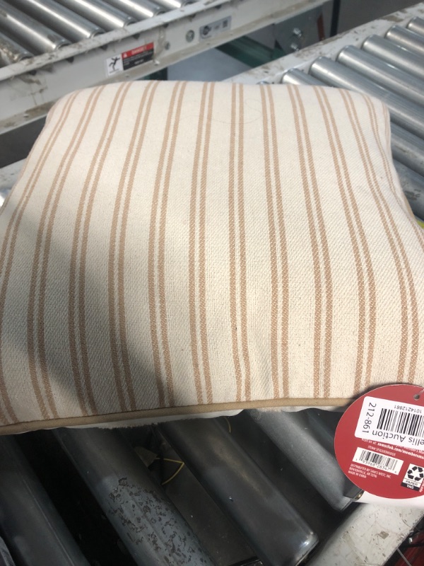 Photo 1 of (STOCK PHOTO FOR SAMPLE ONLY) - Modern Tan Beige White Stripes Throw Pillow