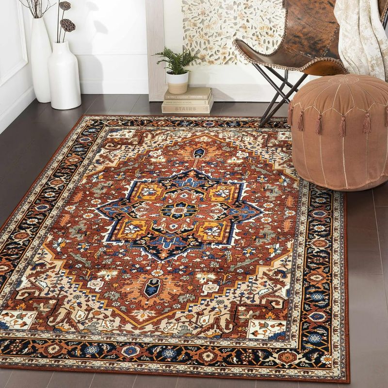 Photo 1 of (STOCK PHOTO FOR SAMPLE ONLY) - Moynesa Ultra-Thin Washable Oriental Area Rug - 3x5 Non-Slip Laundry Room Rug
