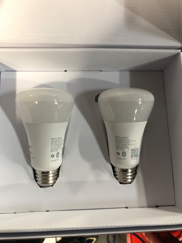 Photo 2 of (PACK OF 2) Philips Hue White and Color Ambiance Starter Kit, Includes (2) 75W A19 Hue Smart Bulbs 