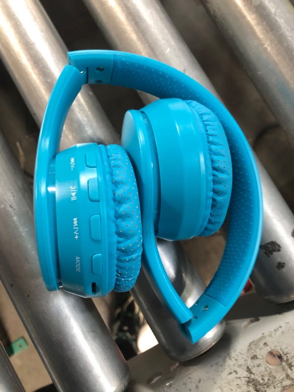 Photo 2 of MIDOLA Headphones Bluetooth Wireless Kids Volume Limit 85dB /110dB Over Ear Foldable Noise Protection Headset AUX 3.5mm Cord Mic for Children Boy Girl Travel School Phone Pad Tablet PC Blue