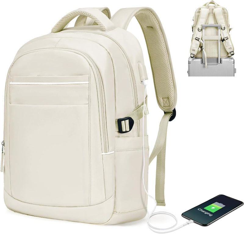 Photo 1 of (STOCK PHOTO FOR SAMPLE ONLY) - Travel Laptop Backpack Women Men,Airline Approved Carry on Backpack  - BEIGE
