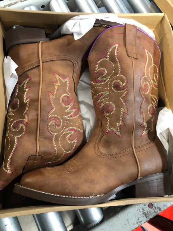 Photo 2 of (STOCK PHOTO FOR SAMPLE ONLY) - SheSole Women's Fashion Western Cowgirl Cowboy Boots Wide Square Toe Mid Calf - SIZE 8 