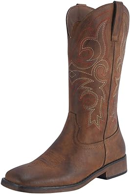 Photo 1 of (STOCK PHOTO FOR SAMPLE ONLY) - SheSole Women's Fashion Western Cowgirl Cowboy Boots Wide Square Toe Mid Calf - SIZE 8 