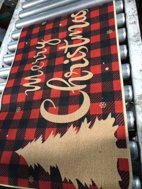 Photo 2 of (ONLY COMES WITH THE FIST MAT SHOWN) - Christmas Kitchen Rugs Sets Merry Christmas Checkered Kitchen Mat - 