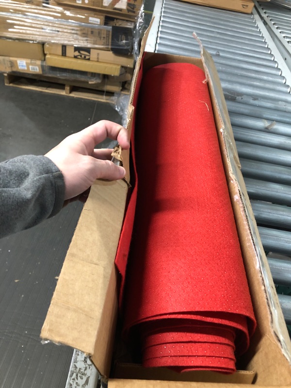 Photo 2 of ***USED READ NOTES***NextClimb Extra-Thick Red Carpet Aisle Runner Rug with Non-Slip Spray Treatment - 2.2 Feet Wide x 16.4 Feet Long Rug (1) Red 2.2 x 16.4 Feet