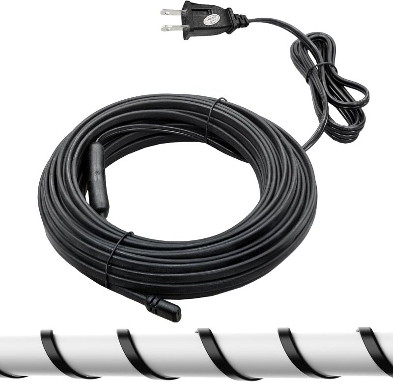 Photo 1 of *** stock photo***  50FT Heating Cable for Pipe Heavy-Duty, Self-Regulating, Freeze Protection for Roof, Plastic and Metal Water Pipes 120V 533W