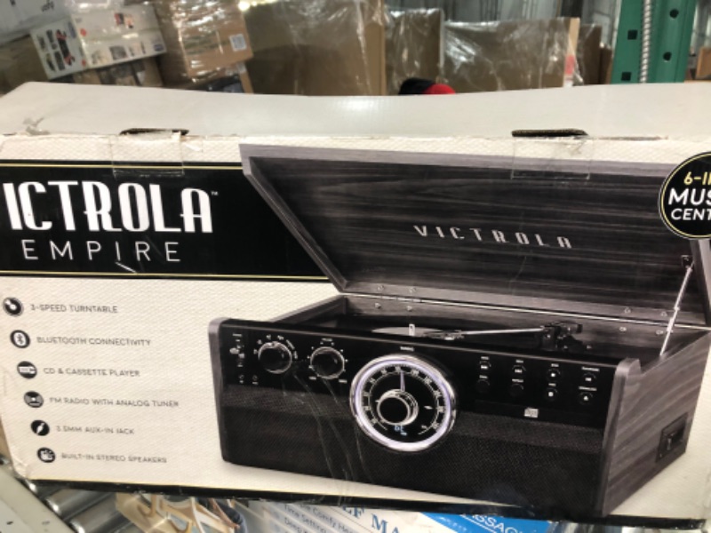 Photo 1 of Victrola Mid Century 6-in-1 Bluetooth Record Player & Multimedia Center & Wooden Stand for Wooden Music Centers with Record Holder Shelf, Espresso