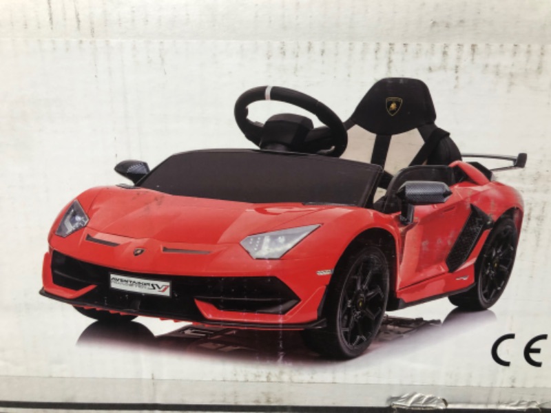 Photo 1 of 12v Ride On Car, Licensed Lamborghini Autentica Limited Edition Electric Vehicle Toy for Kids & Toddler, Battery Powered Sports Car w/2 Speed, 4 Motors, Parent Control, Spring Suspension -Red
