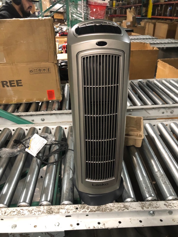 Photo 4 of Lasko Oscillating Hybrid Fan and Space Heater for Home, All Season High Velocity Hybrid, White, 1500W, FHV820 & Oscillating Digital Ceramic Tower Heater, 23 Inches, 1500W, Silver, 755320 Heater+ Tower Heater