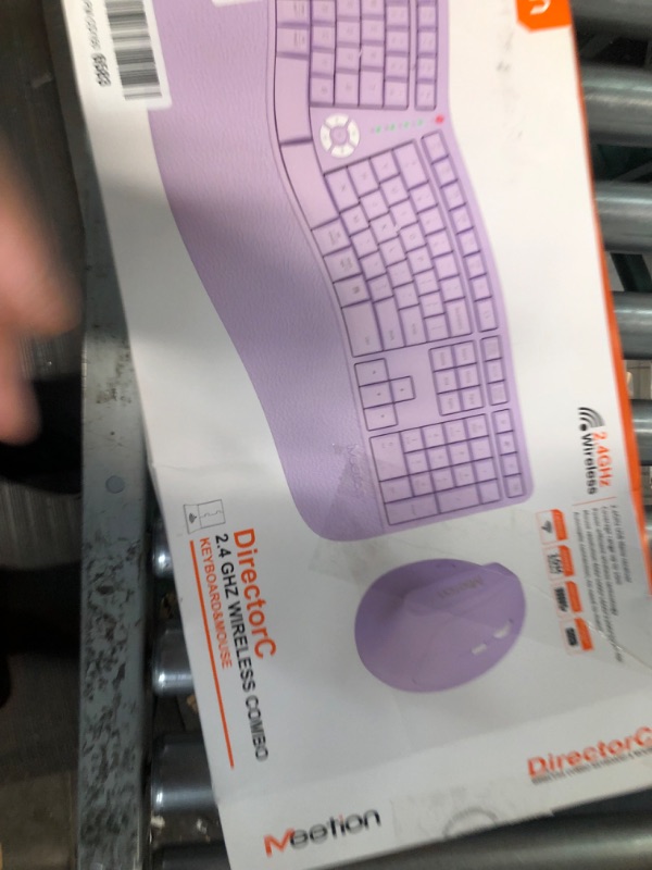 Photo 5 of MEETION Ergonomic Wireless Keyboard and Mouse, Ergo Keyboard with Vertical Mouse, Split Keyboard Cushioned Wrist Palm Rest Natural Typing Rechargeable Full Size, Windows/Mac/Computer/Laptop,Purple Large Purple