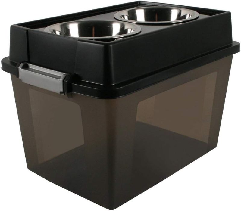 Photo 1 of (READ NOTES) Sharper Image Elevated Pet Bowls with Storage and 3 in 1 Pet Scooper Clip
